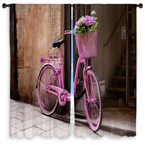 Pink Bicycle Window Curtains 47245225