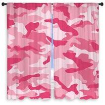 Pink Camouflage Window Curtains 65352068