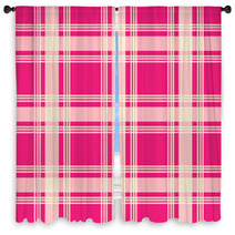 Pink Color Urban Plaid Pattern Window Curtains 68799689