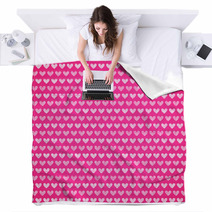 Pink Fabric Texture With Heart Seamless Pattern. Blankets 60809391