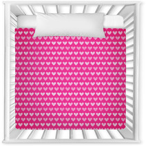 Pink Fabric Texture With Heart Seamless Pattern. Nursery Decor 60809391