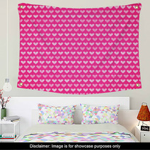 Pink Fabric Texture With Heart Seamless Pattern. Wall Art 60809391