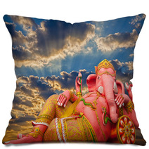 Pink Ganesha Statue Wat Samarn Chachoengsao Thailand Pillows 65100326