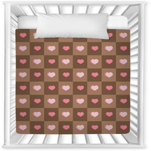 Pink Hearts In Brown Squares Seamless Background Nursery Decor 62756044
