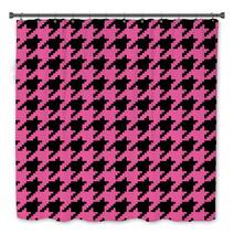 Pink Houndstooth Pattern Bath Decor 56627099