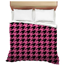 Pink Houndstooth Pattern Bedding 56627099