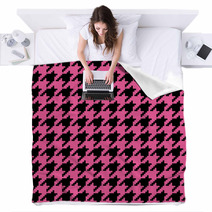 Pink Houndstooth Pattern Blankets 56627099