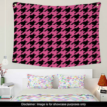 Pink Houndstooth Pattern Wall Art 56627099