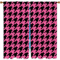 Pink Houndstooth Pattern Window Curtains 56627099