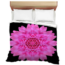 Pink Mandala Flower Kaleidoscope Isolated On Black Bedding 65035918