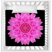 Pink Mandala Flower Kaleidoscope Isolated On Black Nursery Decor 65035918
