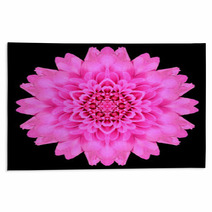 Pink Mandala Flower Kaleidoscope Isolated On Black Rugs 65035918