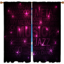 Pink Music Background Window Curtains 44685647