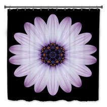 Pink Purple Mandala Flower Kaleidoscope Isolated On Black Bath Decor 65035995