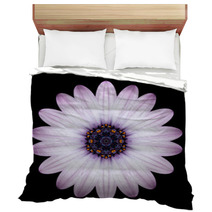 Pink Purple Mandala Flower Kaleidoscope Isolated On Black Bedding 65035995