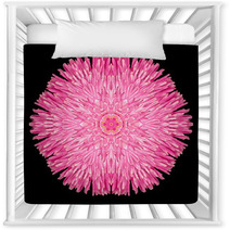 Pink Purple Mandala Flower Kaleidoscope Isolated On Black Nursery Decor 65035821