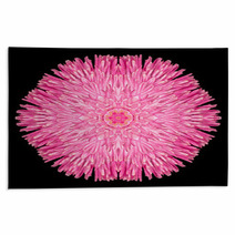 Pink Purple Mandala Flower Kaleidoscope Isolated On Black Rugs 65035821