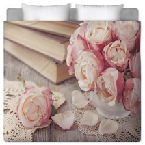 Pink Roses And Old Books Bedding 45734649