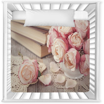 Pink Roses And Old Books Nursery Decor 45734649
