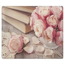 Pink Roses And Old Books Rugs 45734649