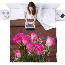 Pink Roses Blankets 68354714