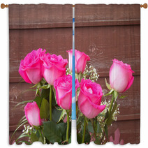 Pink Roses Window Curtains 68354714