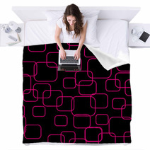 Pink Roundered Rectangles On A Black Background Blankets 61968812