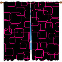 Pink Roundered Rectangles On A Black Background Window Curtains 61968812