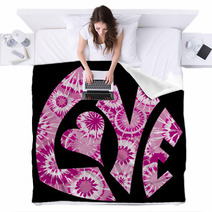 Pink Tie Dyed Love Symbol Blankets 11679444