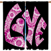 Pink Tie Dyed Love Symbol Window Curtains 11679444