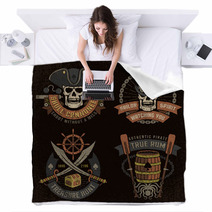 Pirate Emblem With Skulls Blankets 119745037