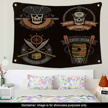 Pirate Emblem With Skulls Wall Art 119745037