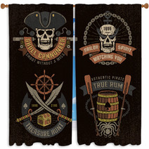 Pirate Emblem With Skulls Window Curtains 119745037