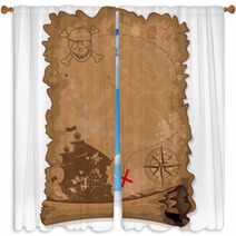 Pirate Map Window Curtains 65947272