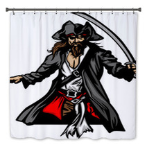Pirate Mascot Standing With Sword And Hat Bath Decor 39350428