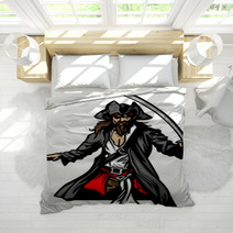 Pirate Mascot Standing With Sword And Hat Bedding 39350428