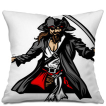 Pirate Mascot Standing With Sword And Hat Pillows 39350428