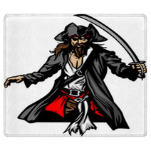 Pirate Mascot Standing With Sword And Hat Rugs 39350428