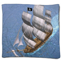 Pirate Ship - 3D Render Blankets 60438125
