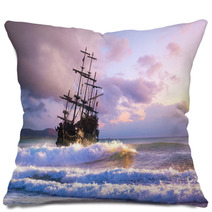 Pirate Ship At The Open Sea At The Sunset Pillows 202496200