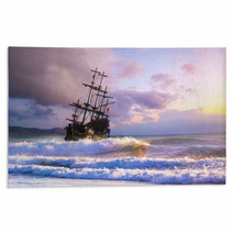 Pirate Ship At The Open Sea At The Sunset Rugs 202496200
