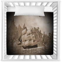Pirate Ship On The Coast - 3D Render Nursery Decor 66163722