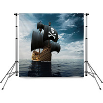 Pirate Ship On The High Seas Backdrops 145637920