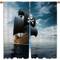 Pirate Ship On The High Seas Window Curtains 145637920