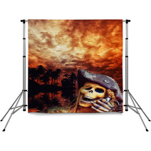 Pirate Skeleton In The Caribbeans Backdrops 52910904