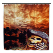 Pirate Skeleton In The Caribbeans Bath Decor 52910904