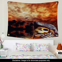 Pirate Skeleton In The Caribbeans Wall Art 52910904