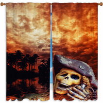 Pirate Skeleton In The Caribbeans Window Curtains 52910904