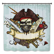 Pirate Skull Logo Design Vector Illustrations With Space For Bath Decor 87460198