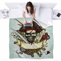 Pirate Skull Logo Design Vector Illustrations With Space For Blankets 87460198